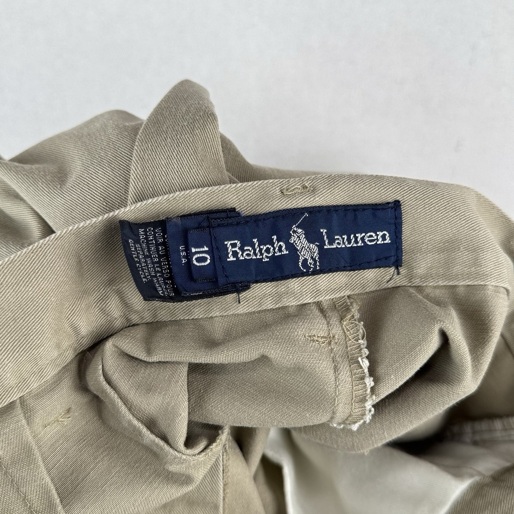 80's Vtg Ralph Lauren Khaki 7" Shorts Women's 10 Pleated High Waist USA Union - Picture 8 of 10